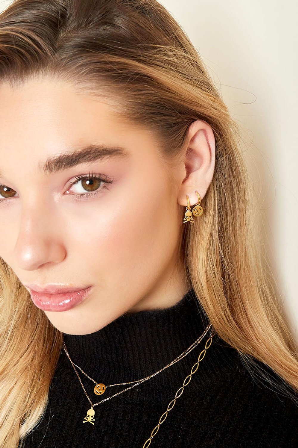 pendientes de acero inoxidable calavera h5Imagen3